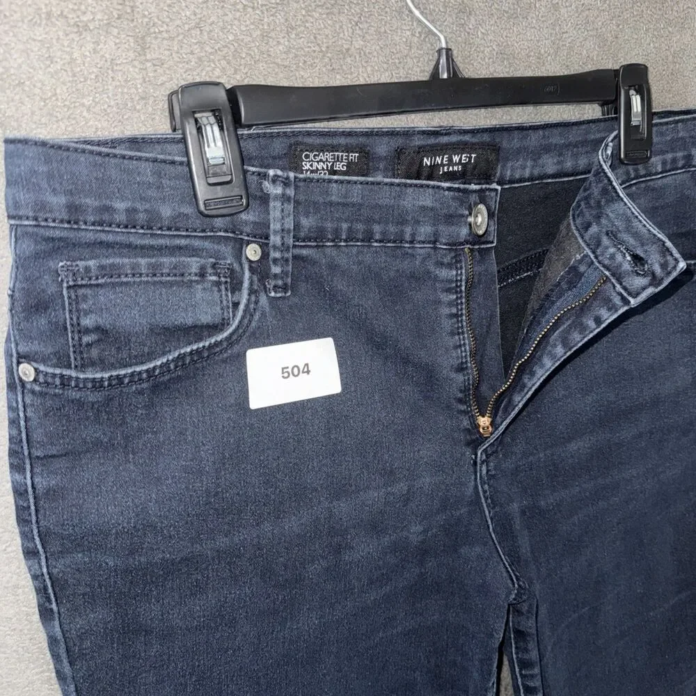 Nine West Jeans Cigarette Skinny Leg 14W Fits 34x29 Dark Blue Denim Plus Size
